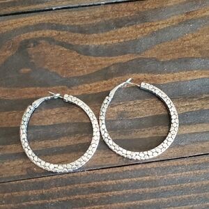BKE Textured Silver Hoop Earrings
